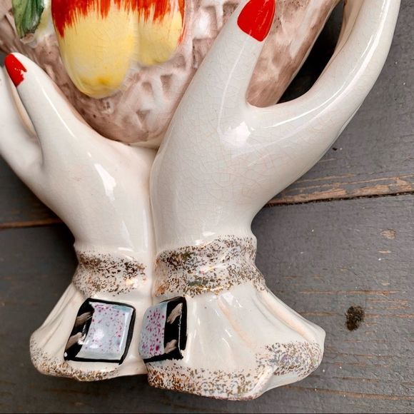 Vintage Ucagco Porcelain Basket/Vase GORGEOUS! - Picture 7 of 17